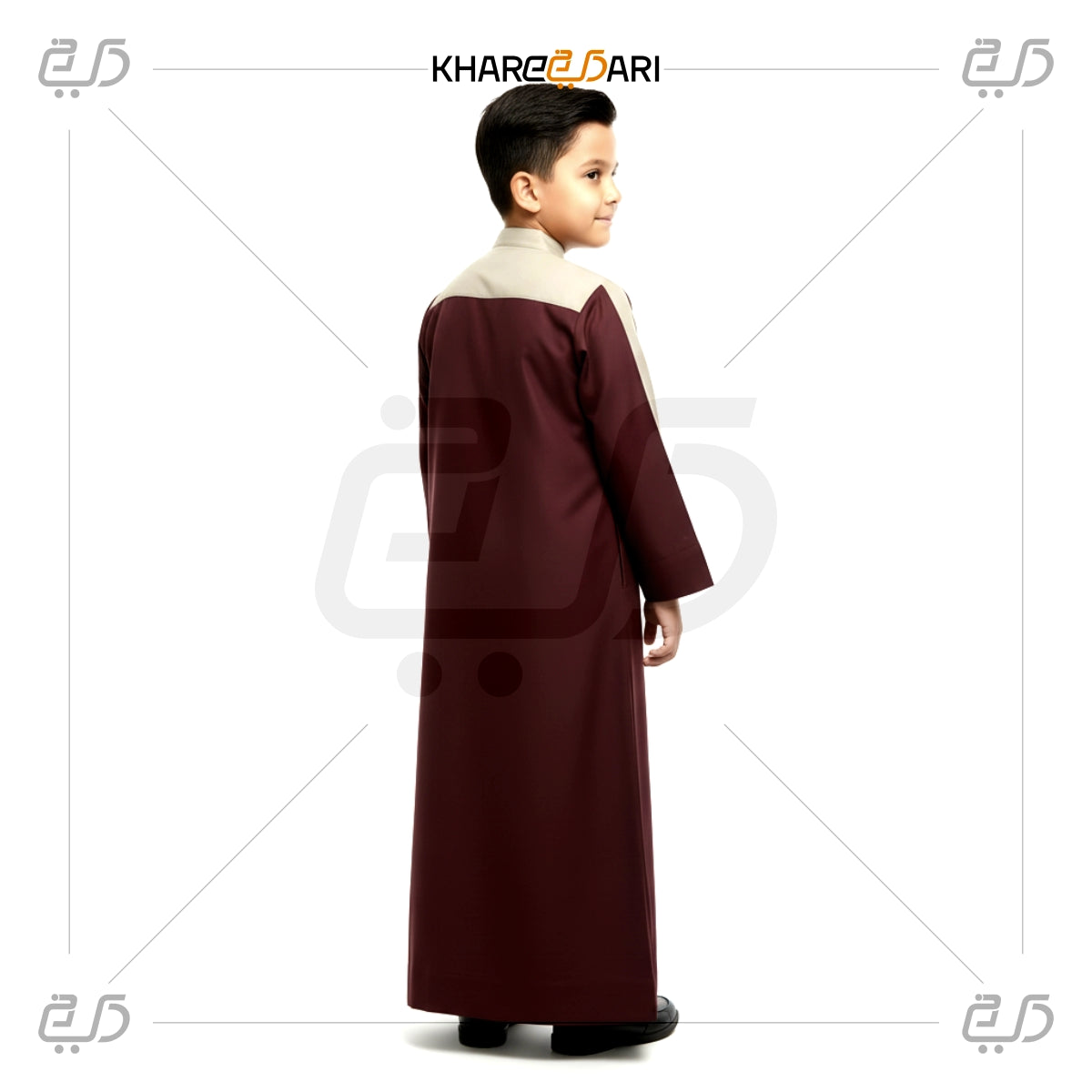 Maroon Contrast Zip-Up Jubba