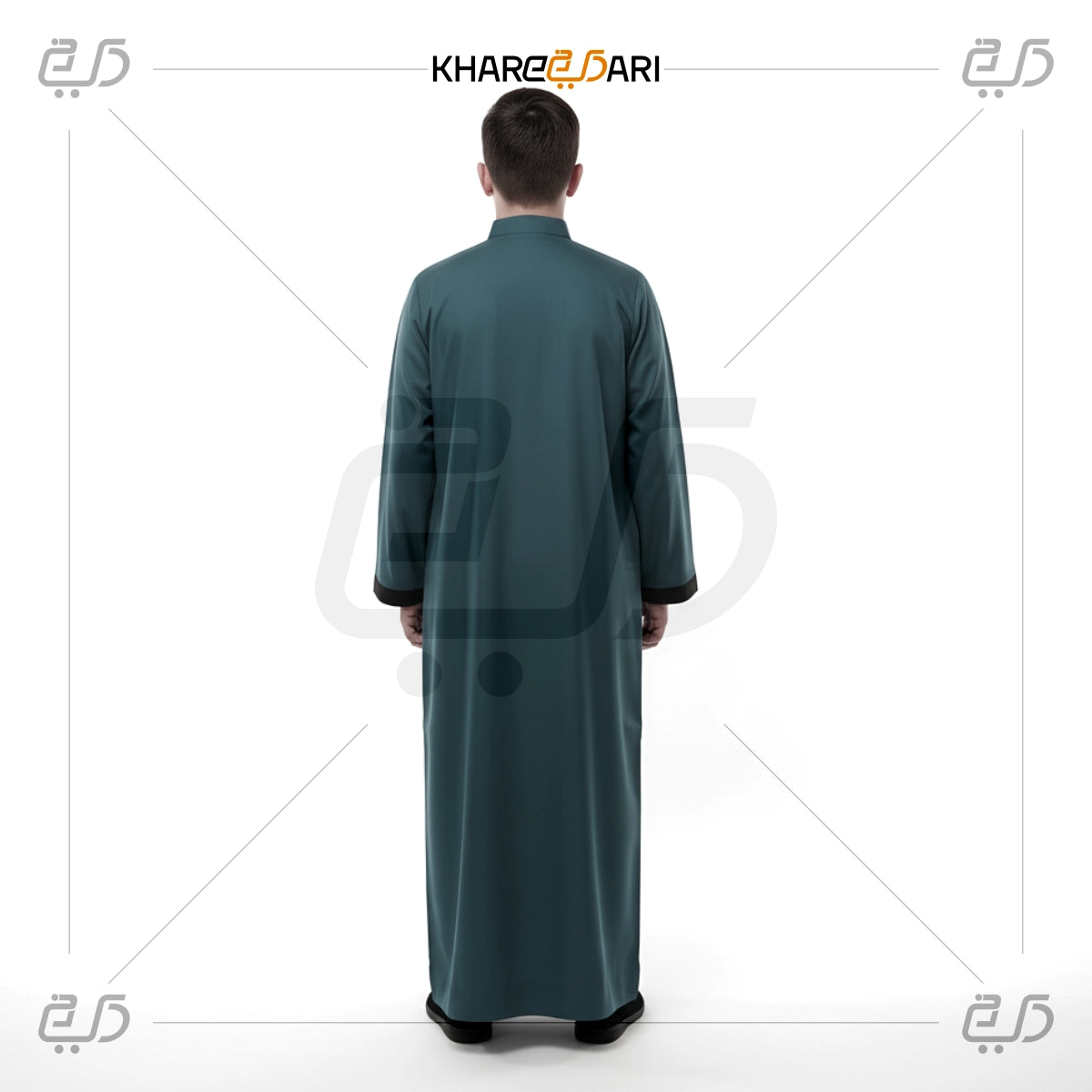 Teal Blue Dual-Stripe Half-Zip Jubba