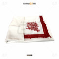 White Scarf with Red Embroidered Border