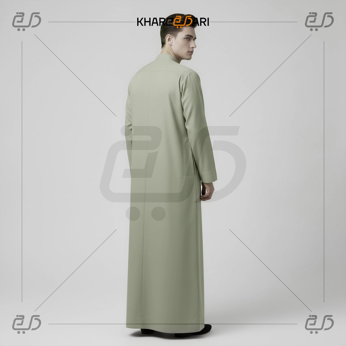 Olive Green Classic Buttoned Jubba