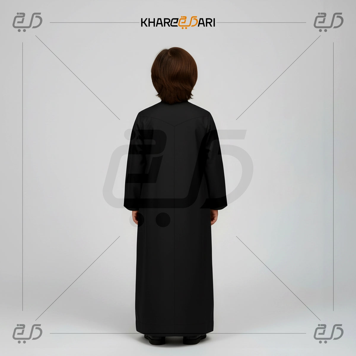 Classic Black Saudi Collar Buttoned Jubba