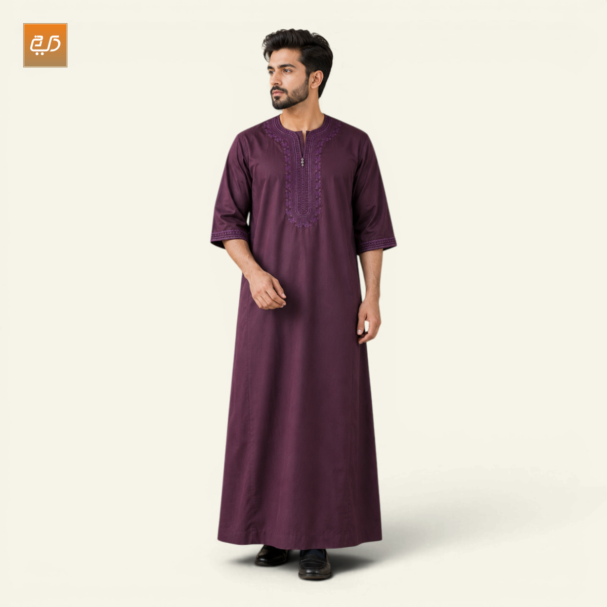 Deep Plum Moroccan Half-Sleeve Jubba | Purple