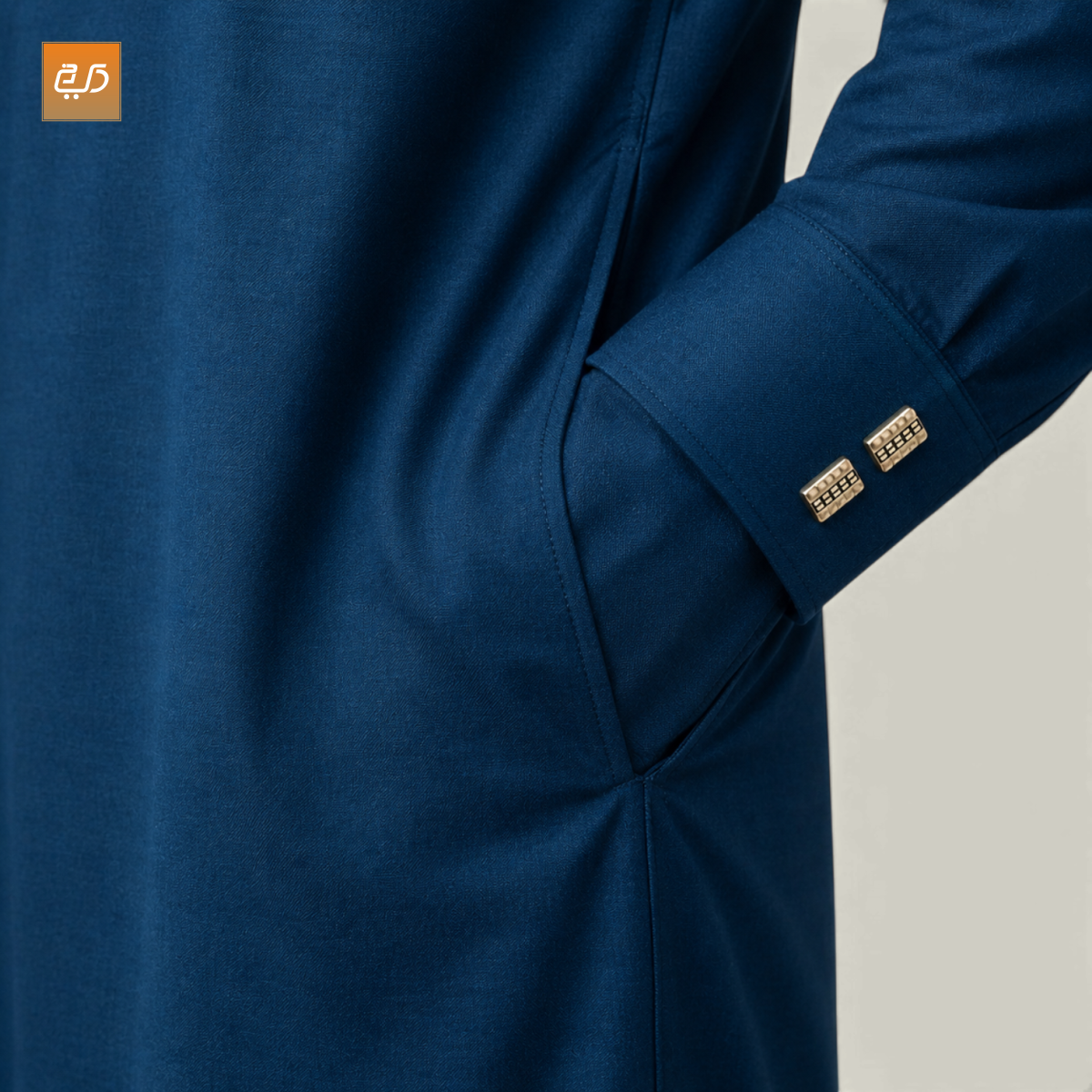 Saudi Contrast Collar Jubba | Blue