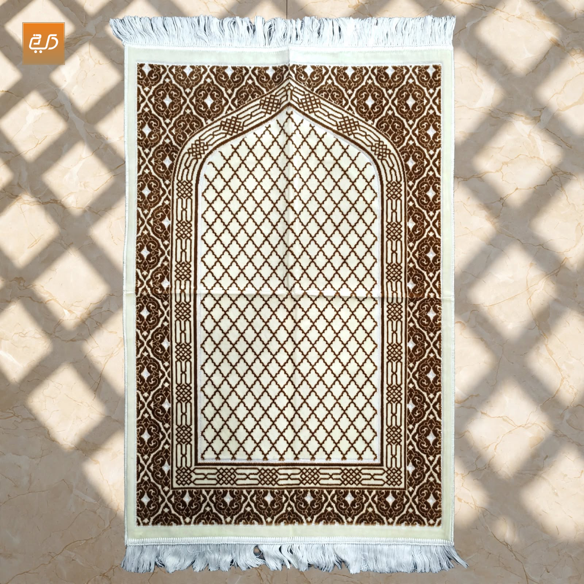 Ivory Lattice | Soft Velvet Prayer Janamaz