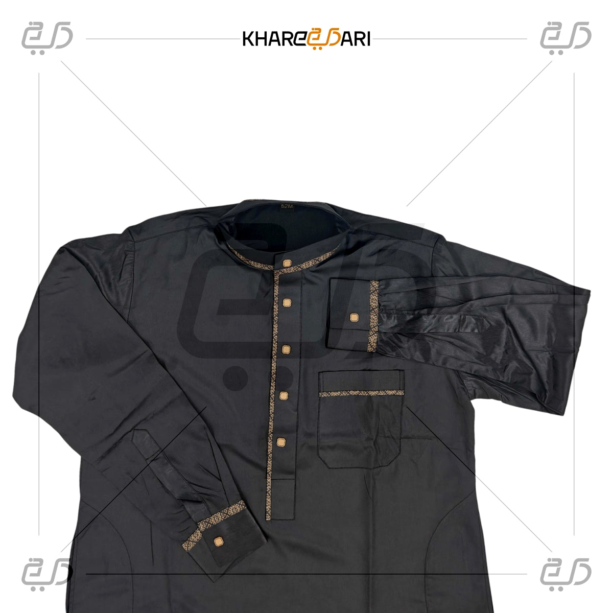Black Embroidered Saudi Panel Jubba