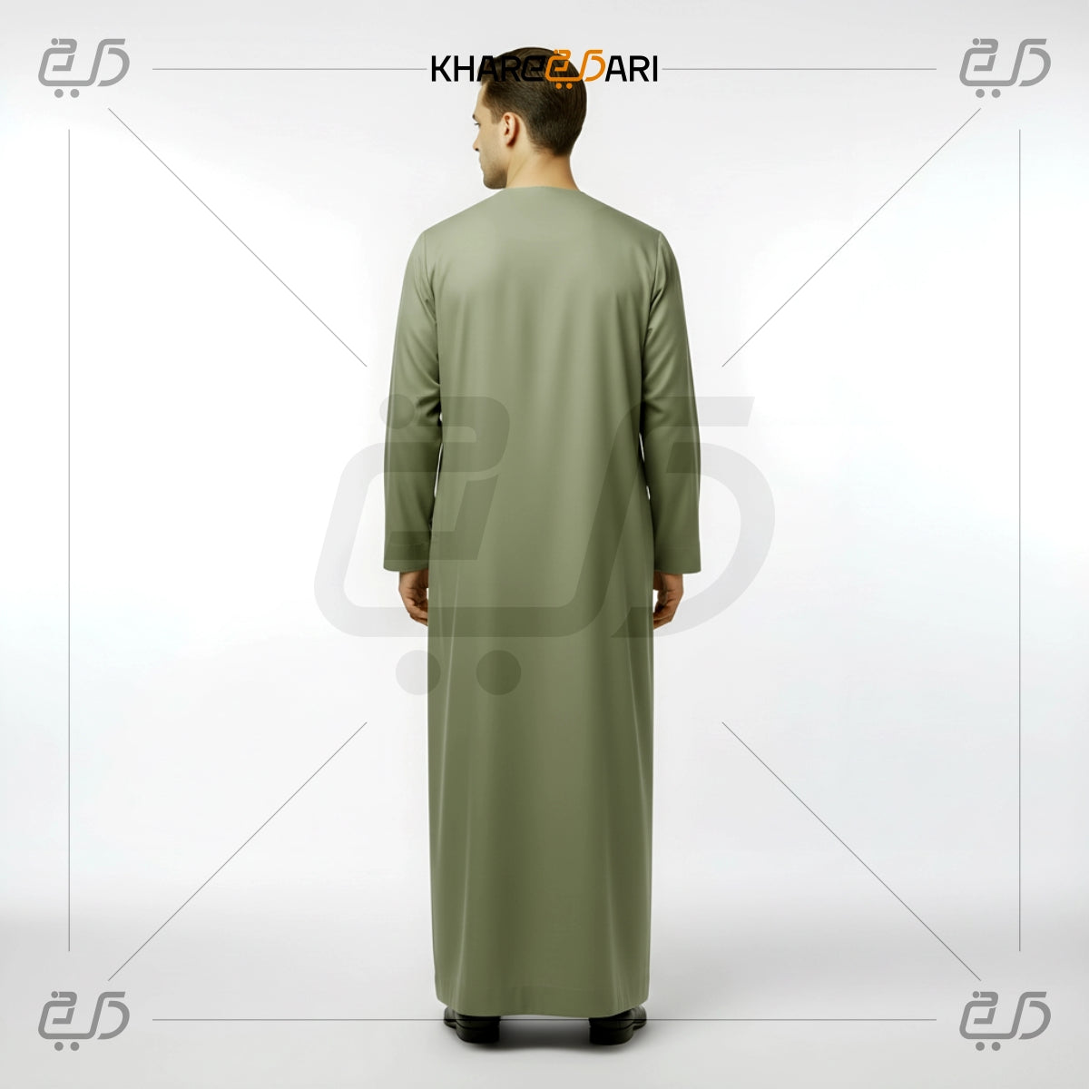 Classic V-Panel Olive Green Omani Jubba