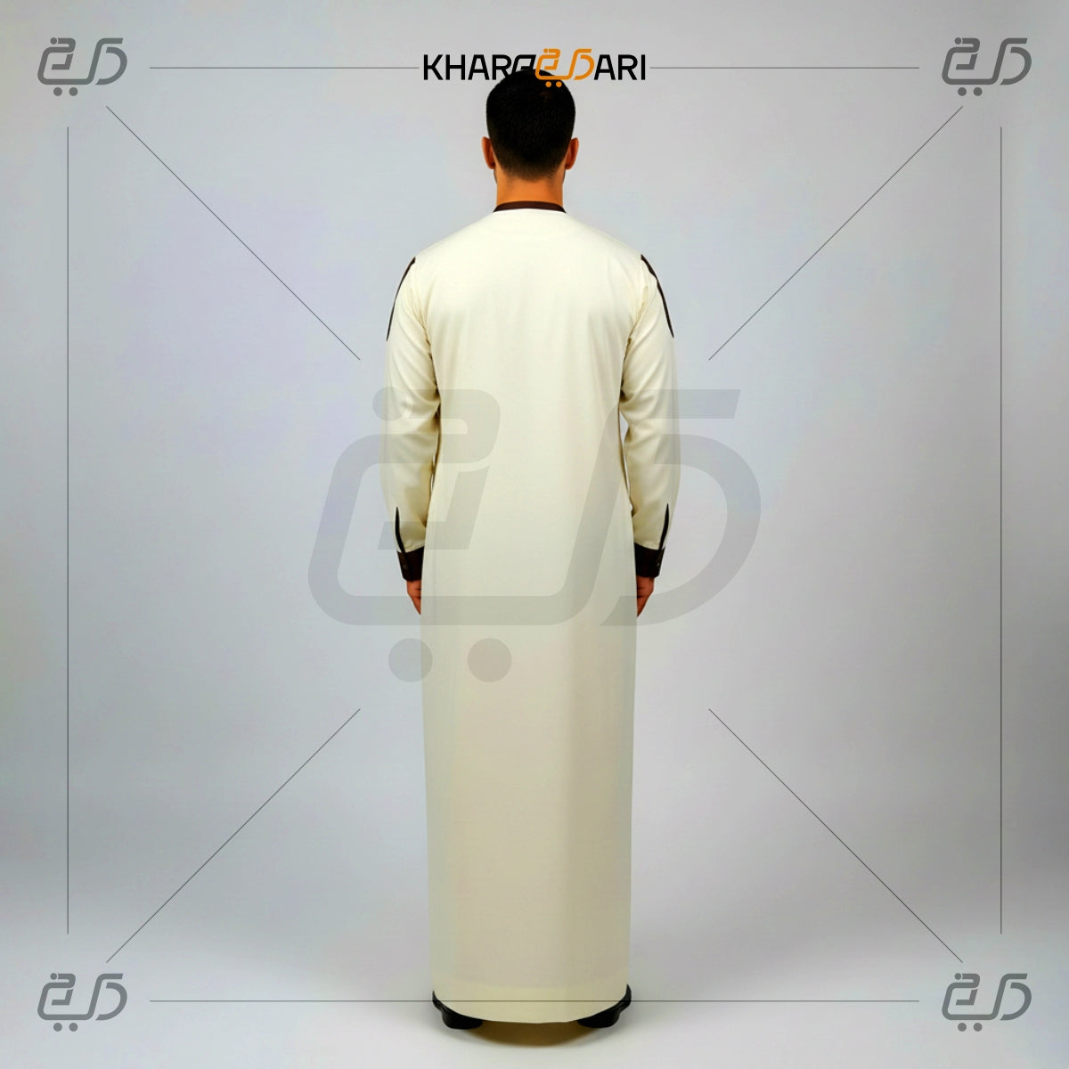 Shoulder Contrast Half-Zip Saudi Casual Jubba