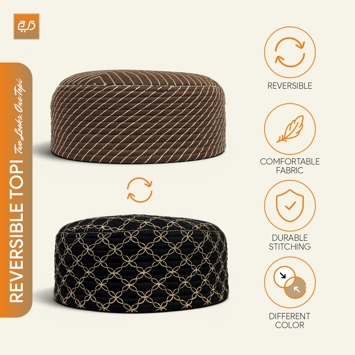 Diamond Stitch Reversible Topi