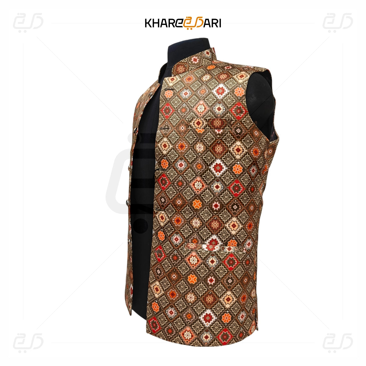 Ethnic Printed Satin Nehru Jacket (Sadri)