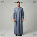 Light Blue Moroccan V-Embroidery Tassel Jubba