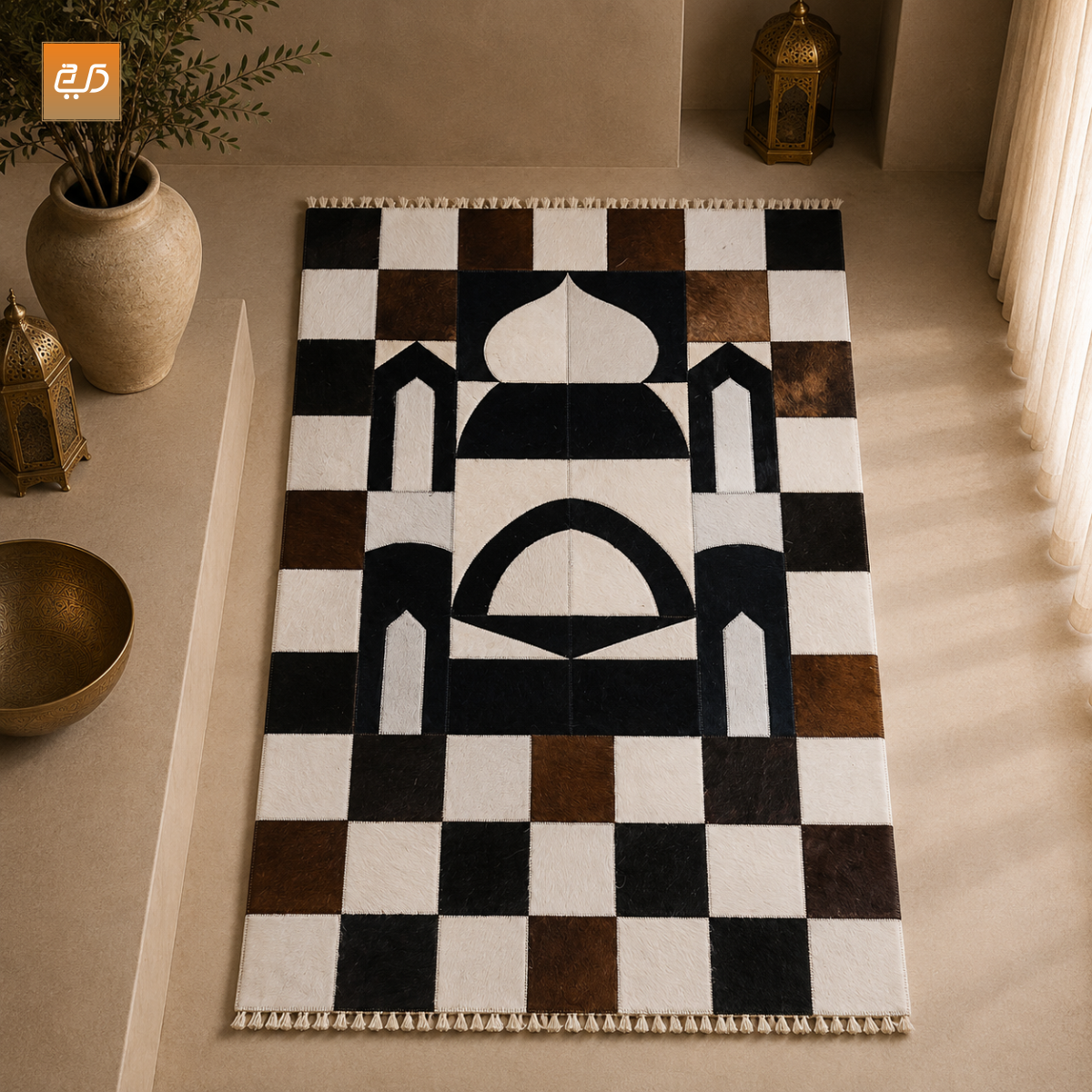 Pure Leather Janamaz with Natural Goat Hair – Masjid Design
