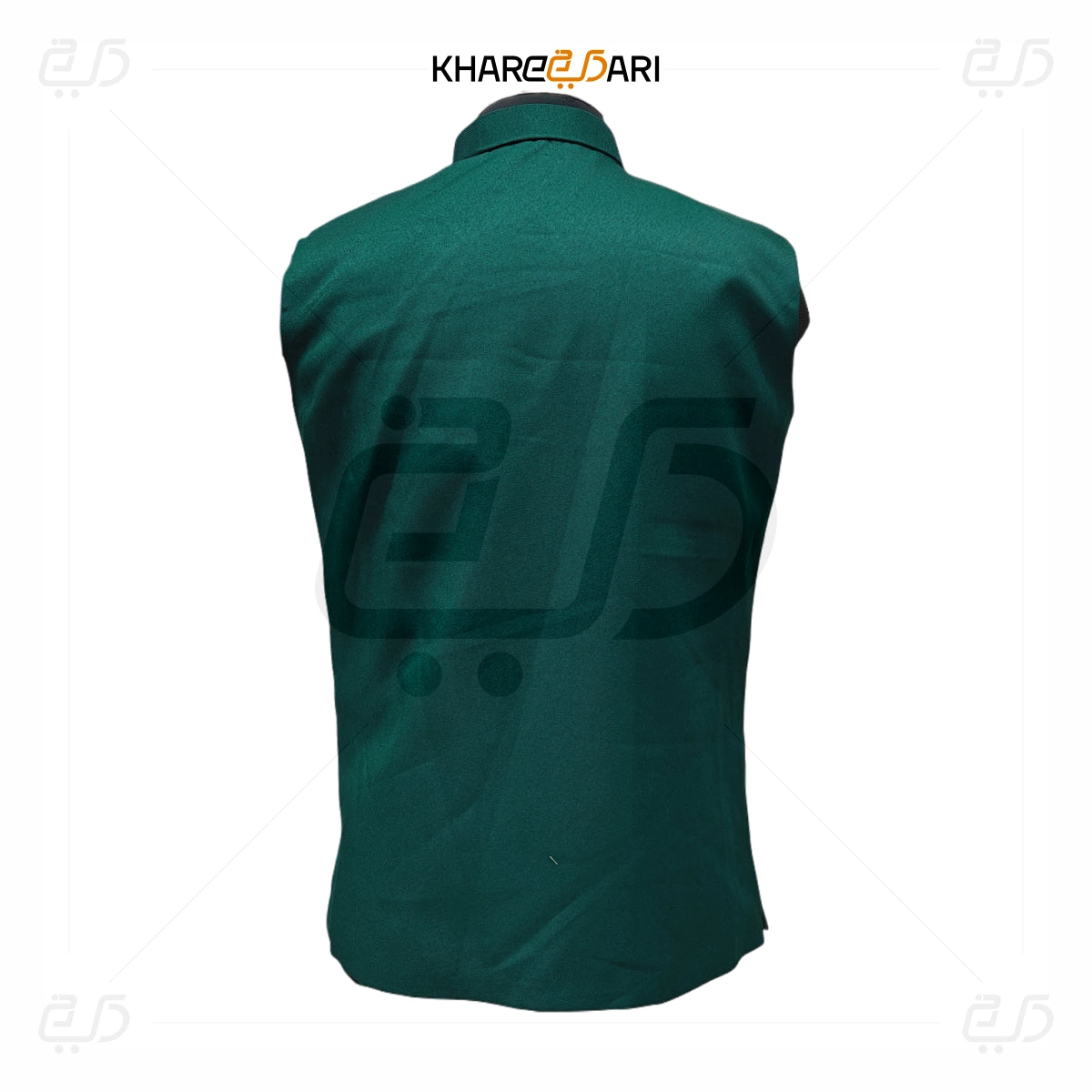Green sleeveless shirt with brand logo on a white background Green
