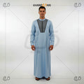 Sky Blue Men’s Contrast Panel Zip Collar Jubba