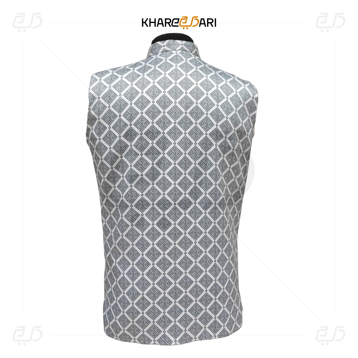 Geometric Printed Satin Nehru Jacket (Sadri)