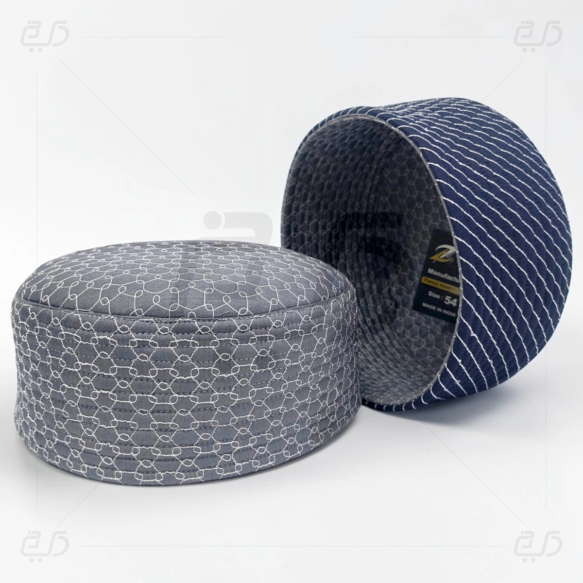 Premium Reversible  Dual Design (Geometric & Chevron Stitch) Prayer Topi