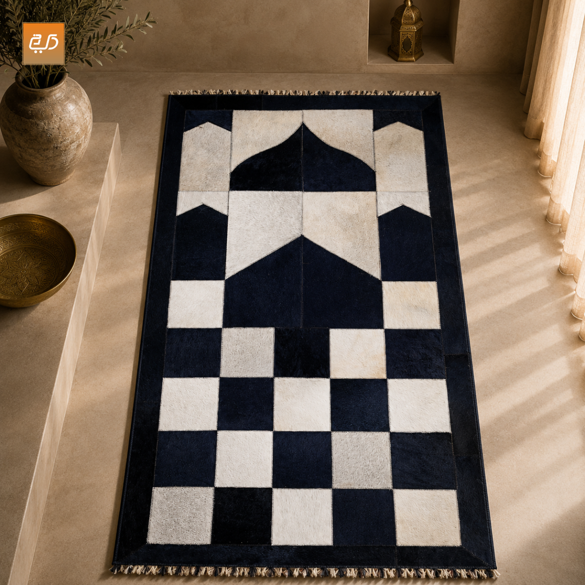 Pure Leather Janamaz - Masjid Design  | Goat Hair