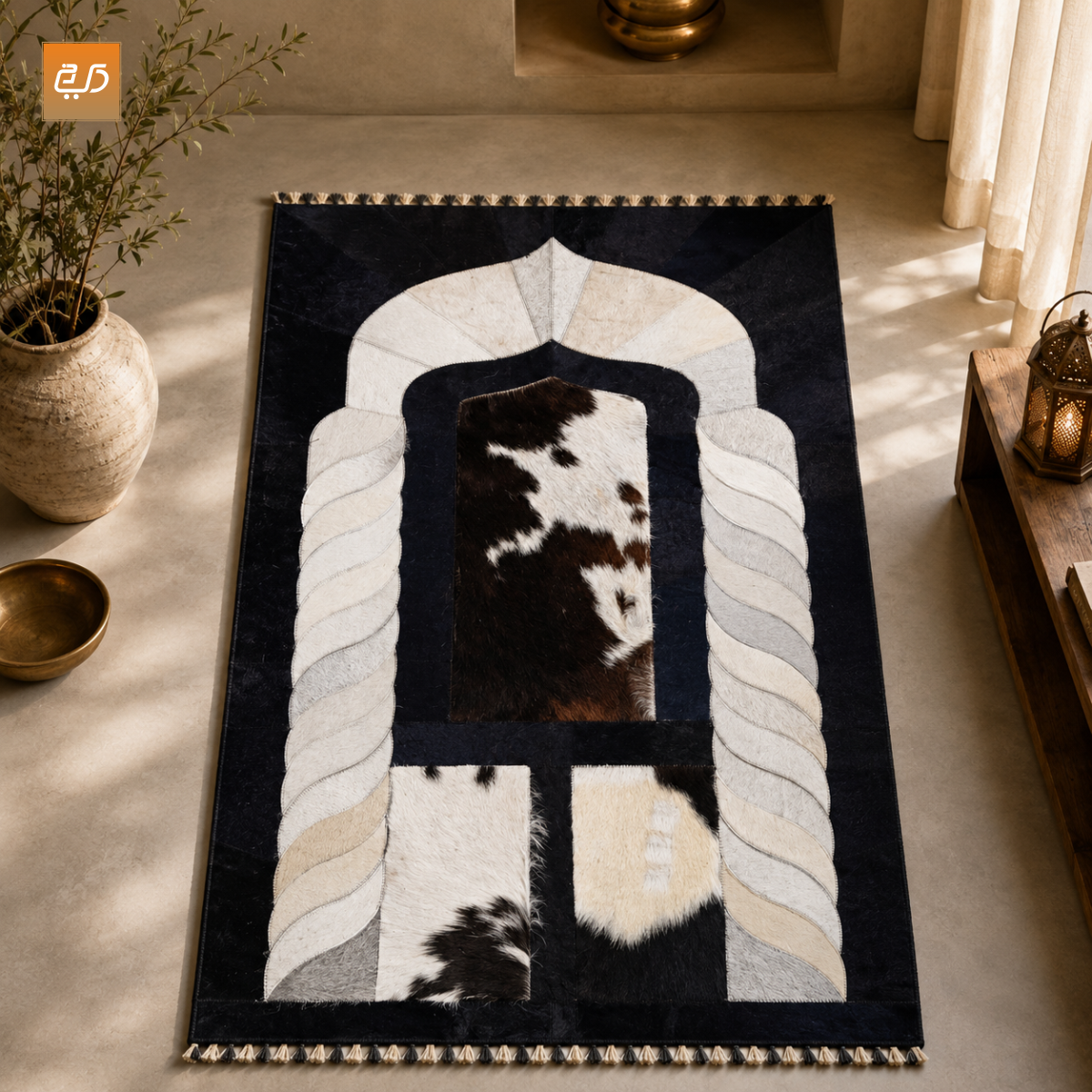 Designer Leather Prayer Mat with Real Goat Hair | Premium Luxury Janamaz