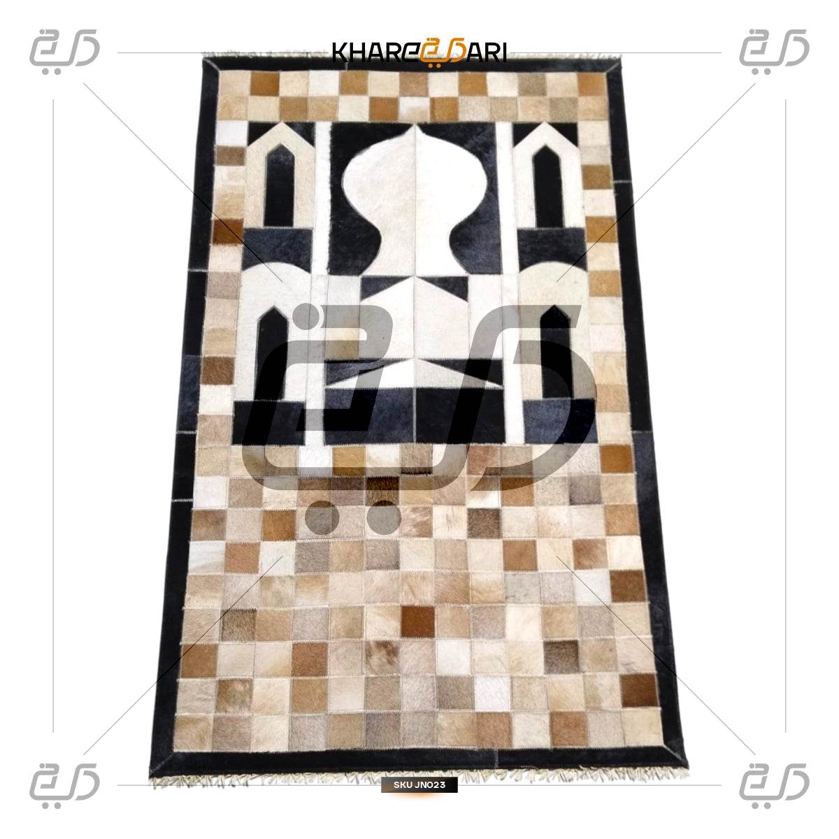 Premium Handmade Leather Janamaz | Goat Hair Patchwork Prayer Rug - Khareedari 