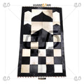 Pure Leather Prayer Rug with Natural Goat Hair – Black & White Masjid Design - Khareedari 