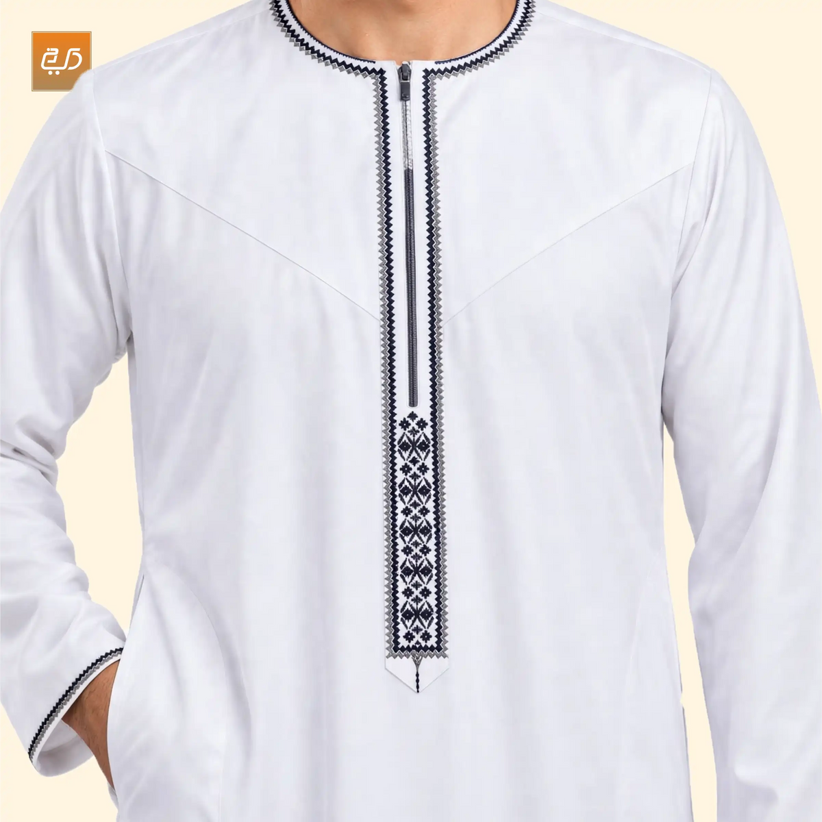 Naqsh Diaomond Omani Style Jubba | White