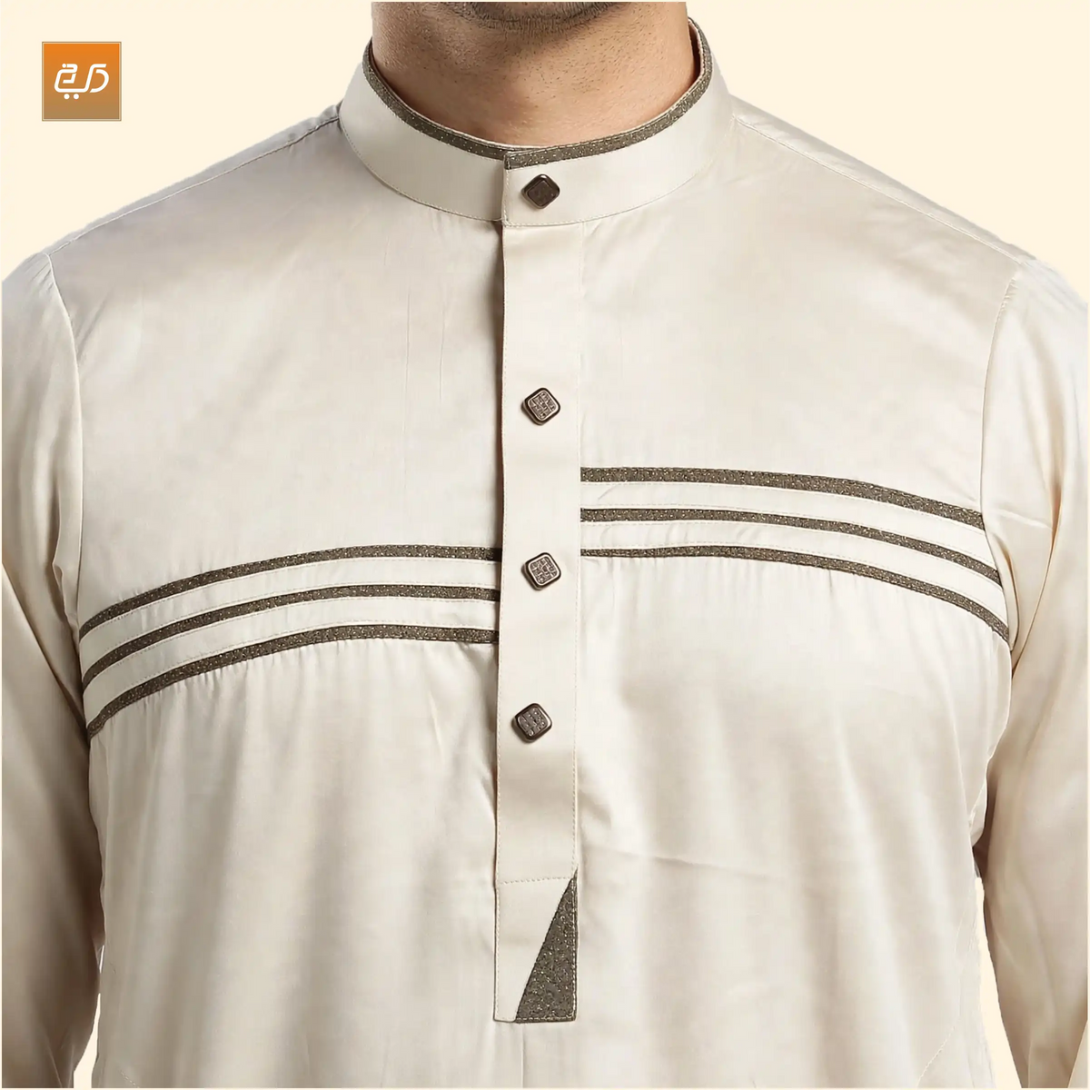 Almaas Saudi Designer Jubba | Ivory