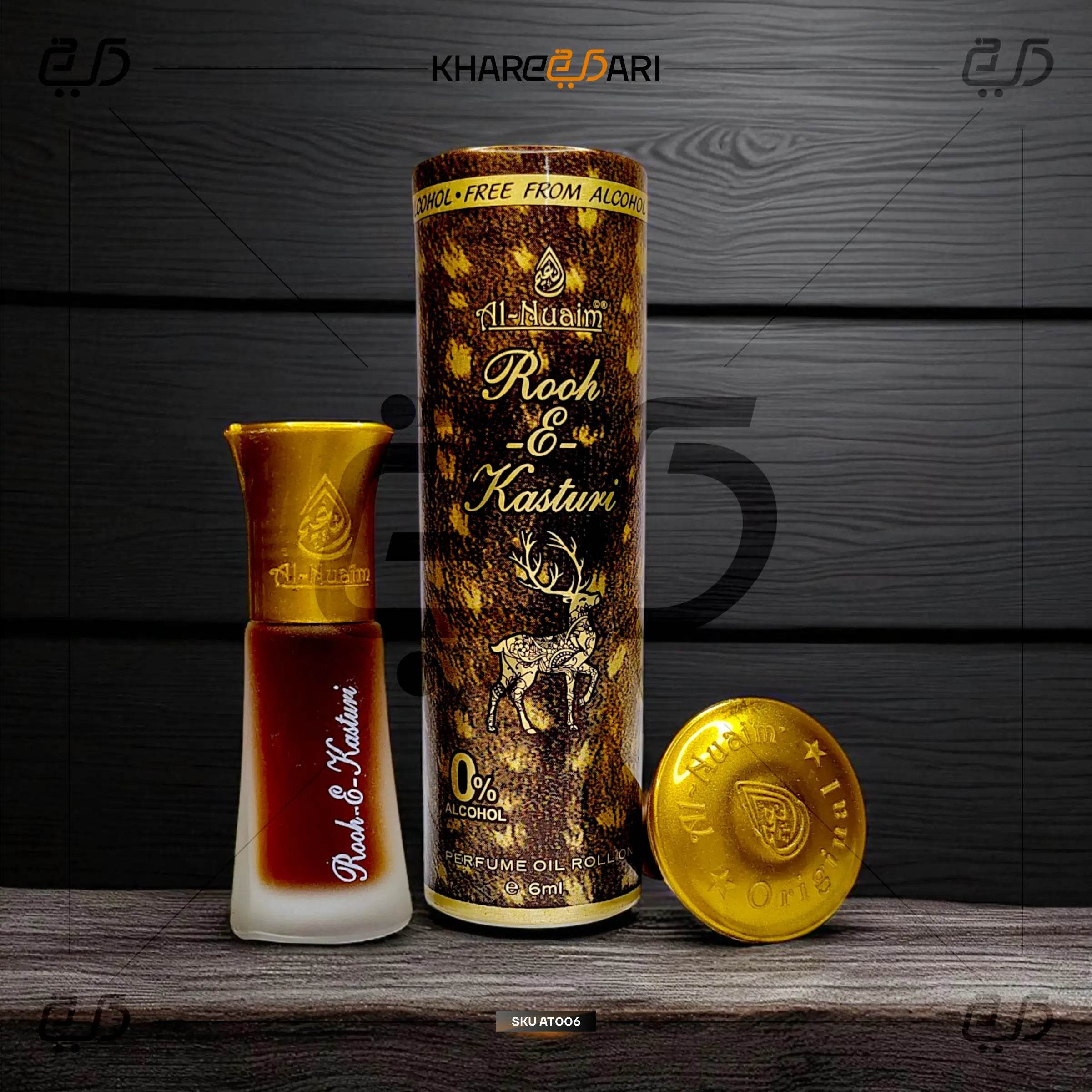 Al Nuaim Rooh E Kasturi 6ML | Long-Lasting Musk Attar for Men - Khareedari 