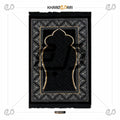Premium Velvet Prayer Rug | Zigzag Design Janamaz for Eid & Ramadan - Khareedari Black