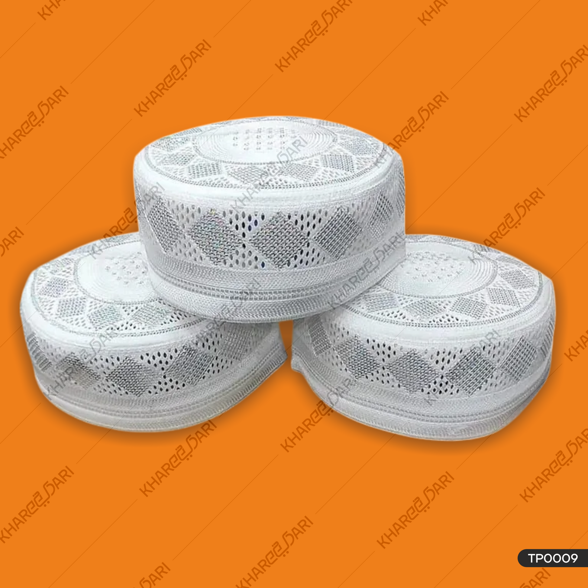 White Cotton Topi For Men |Traditional Embroidery Muslim Cap