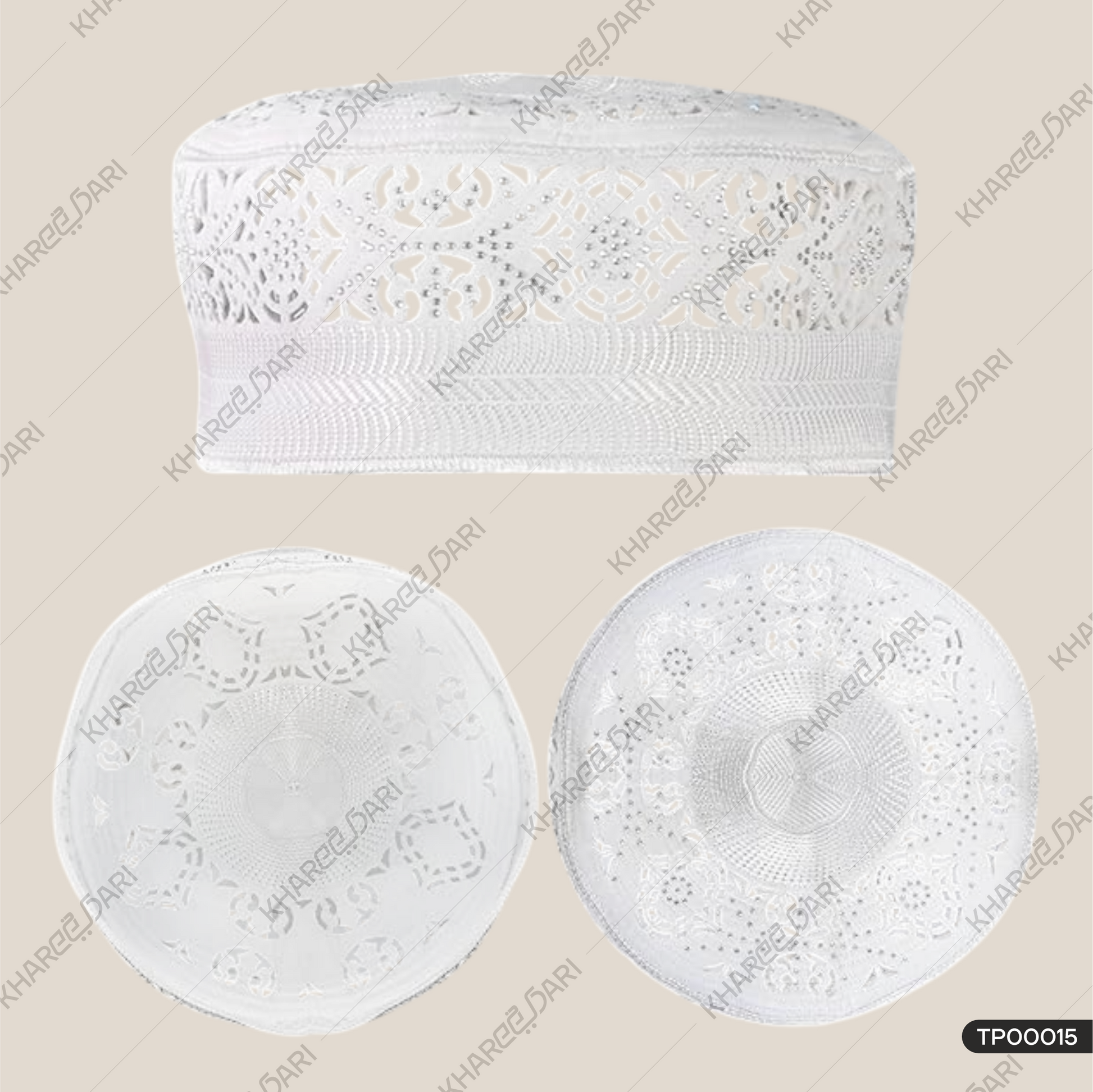 Bangladeshi White Diamond Topi |New Maulana Saad Islamic Namazi Prayer Cap