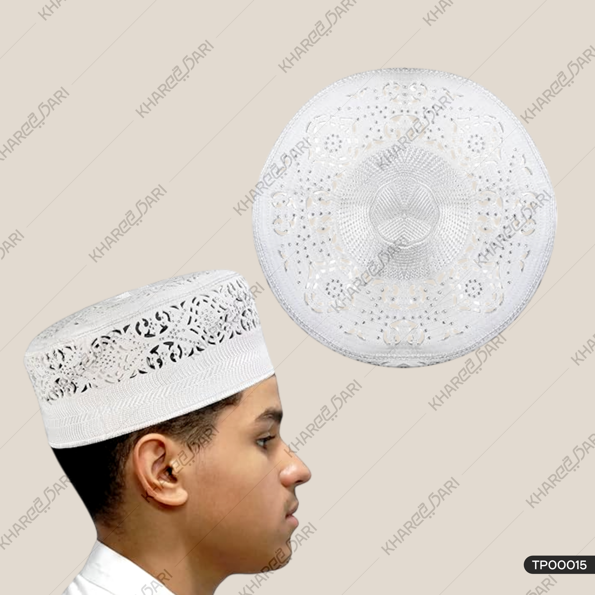 Bangladeshi White Diamond Topi |New Maulana Saad Islamic Namazi Prayer Cap