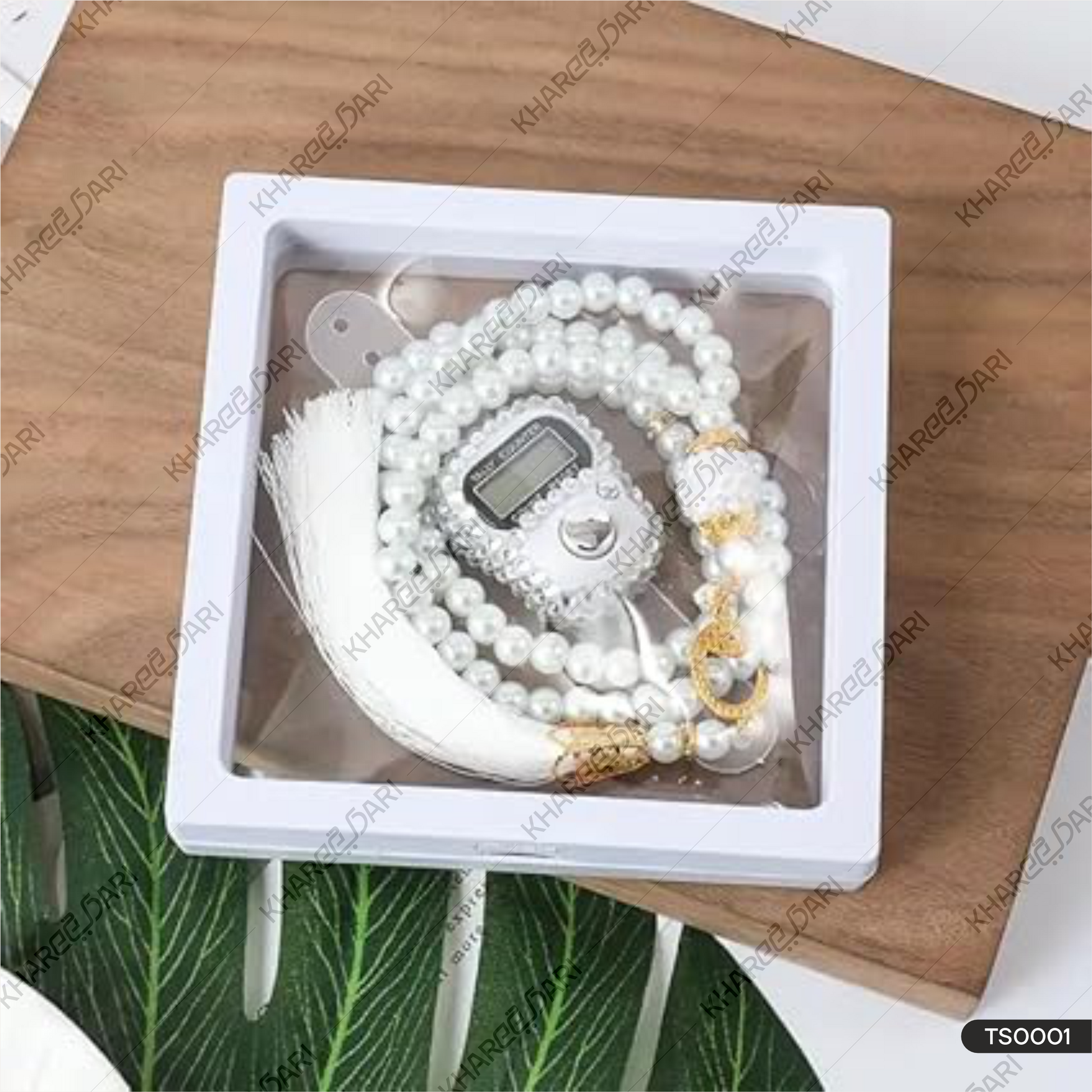 Luxury Gifts 99 Glass Beads Prayer Tasbeeh with Digital Tally Counter Visible Box Tasbih Gift Set