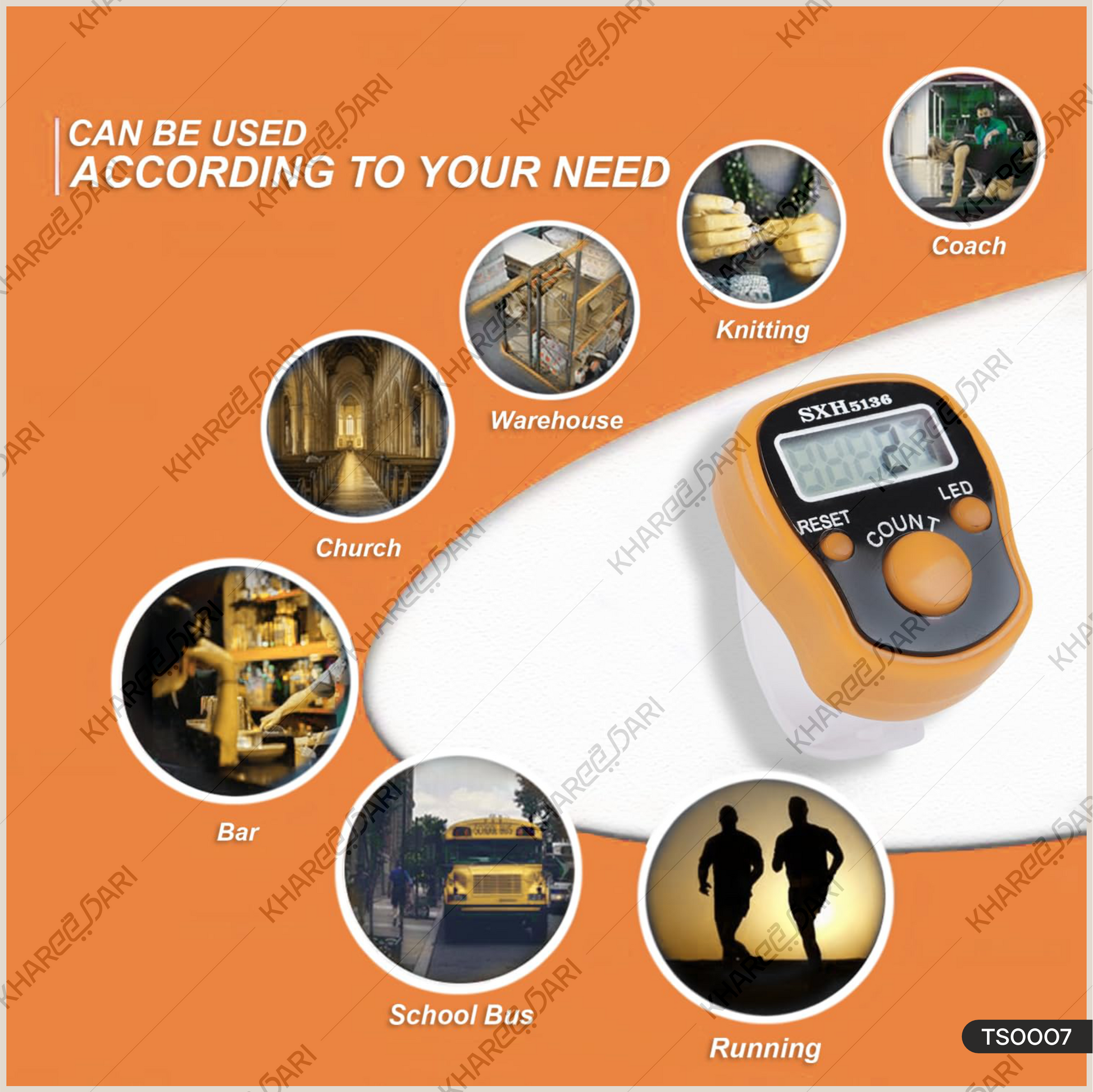 Manual Digital Hand Tally Counter/Finger Counter with Led Light