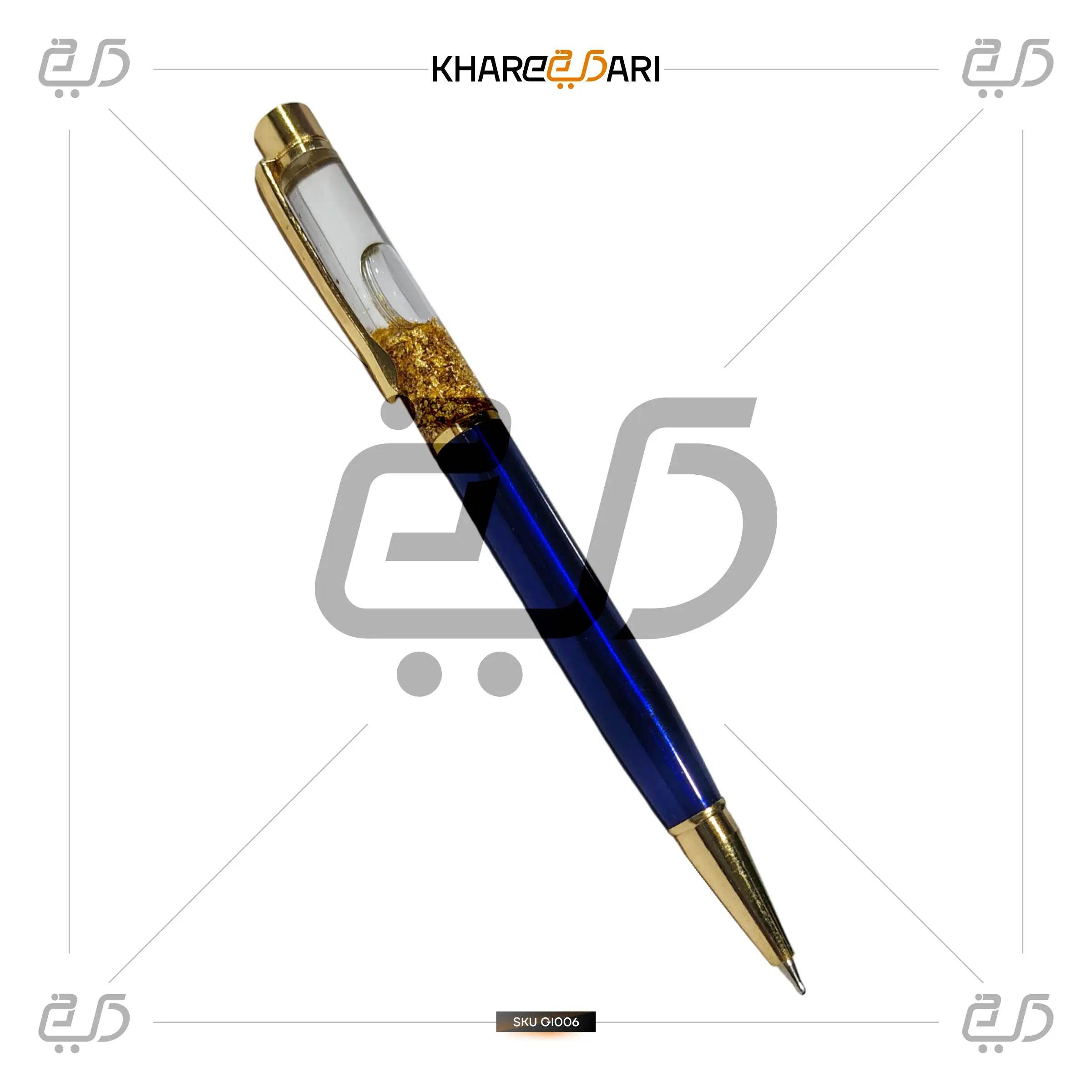 Royal Blue GoldFlake Pen | Elegant Personalised Gift - Khareedari 