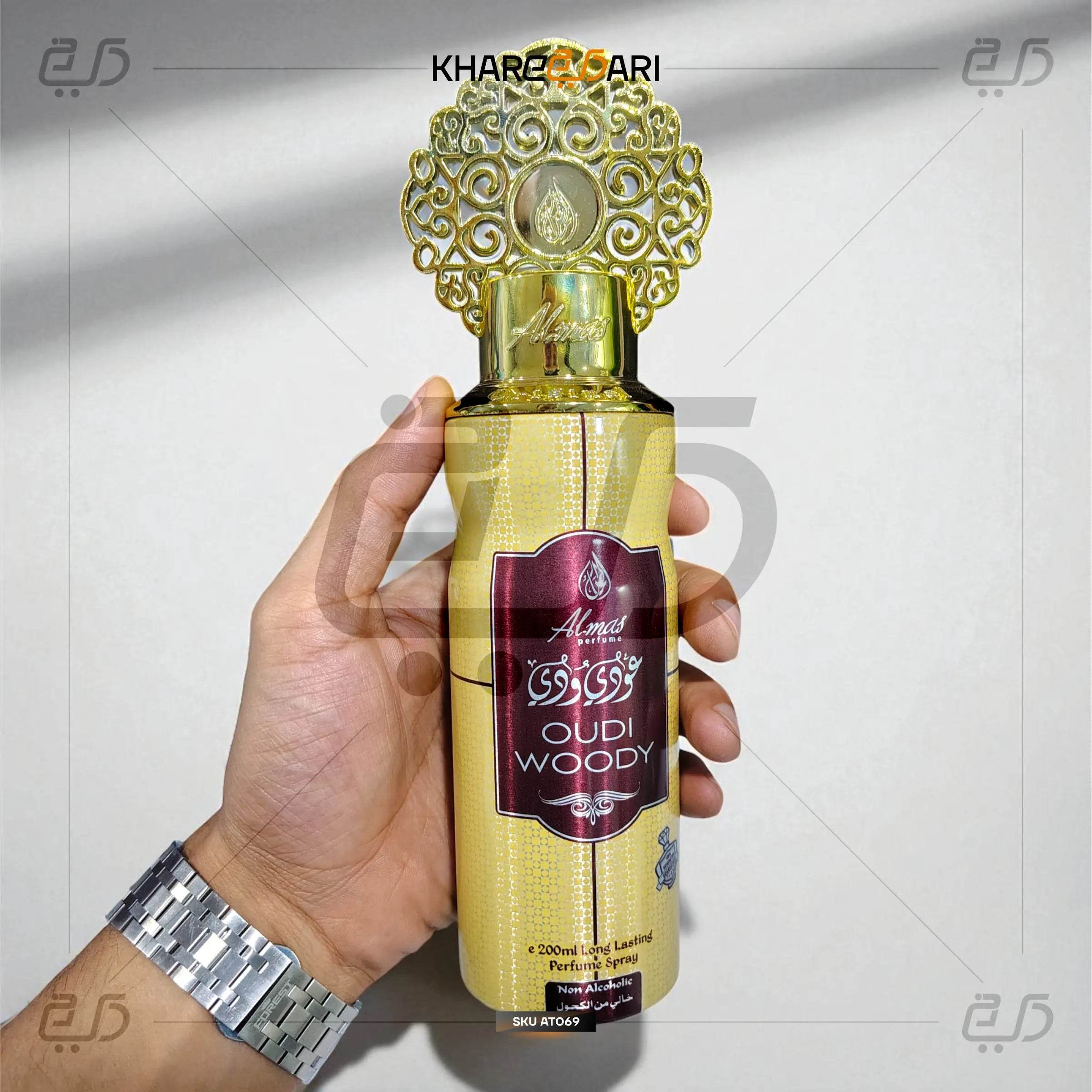 Oudi Woody Body Spray 200ML | Unisex Perfume by Almas - Khareedari 