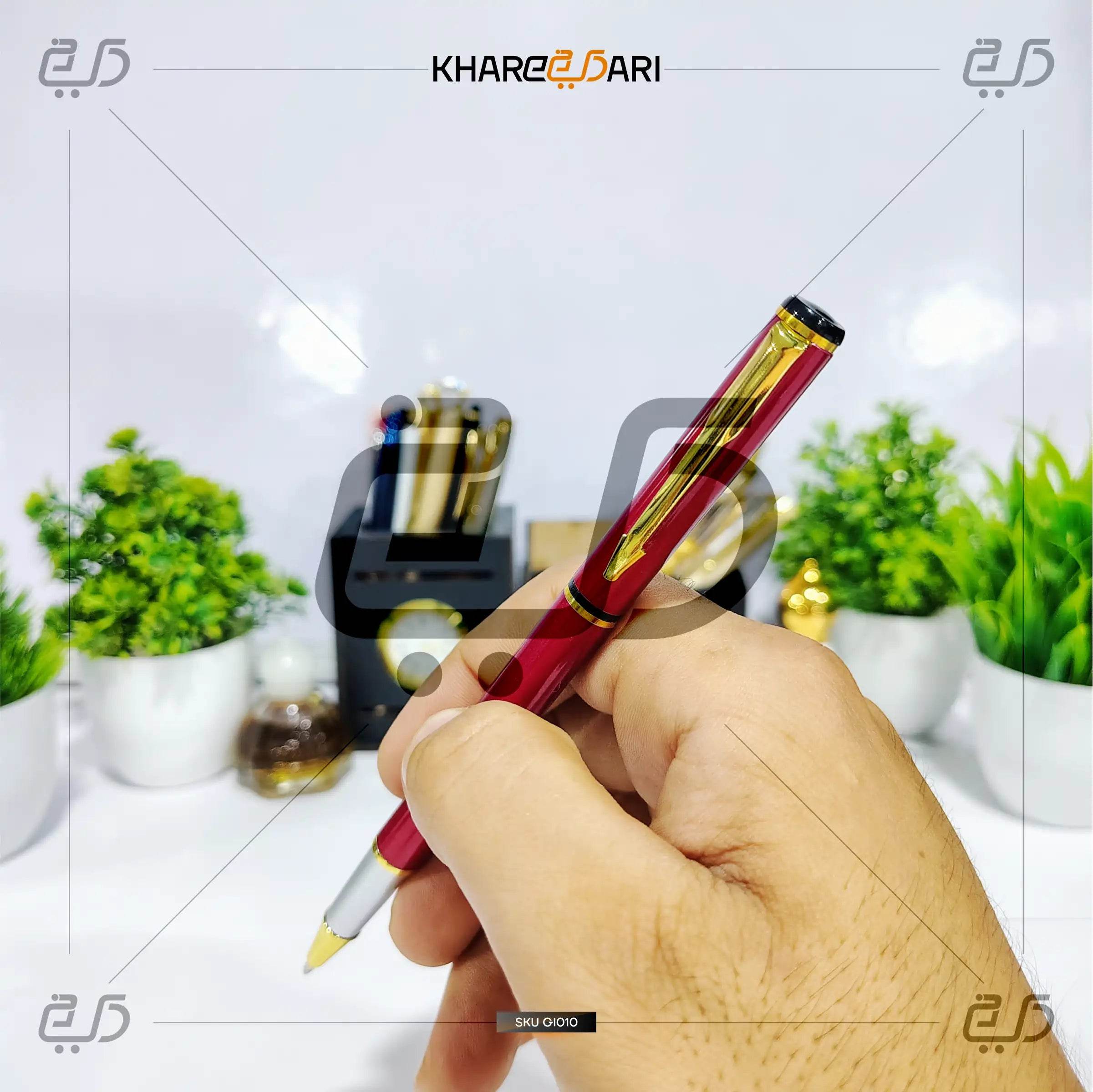 Gulnaar Classic Pen – Maroon & Gold | Customised & Personalised Gift - Khareedari 