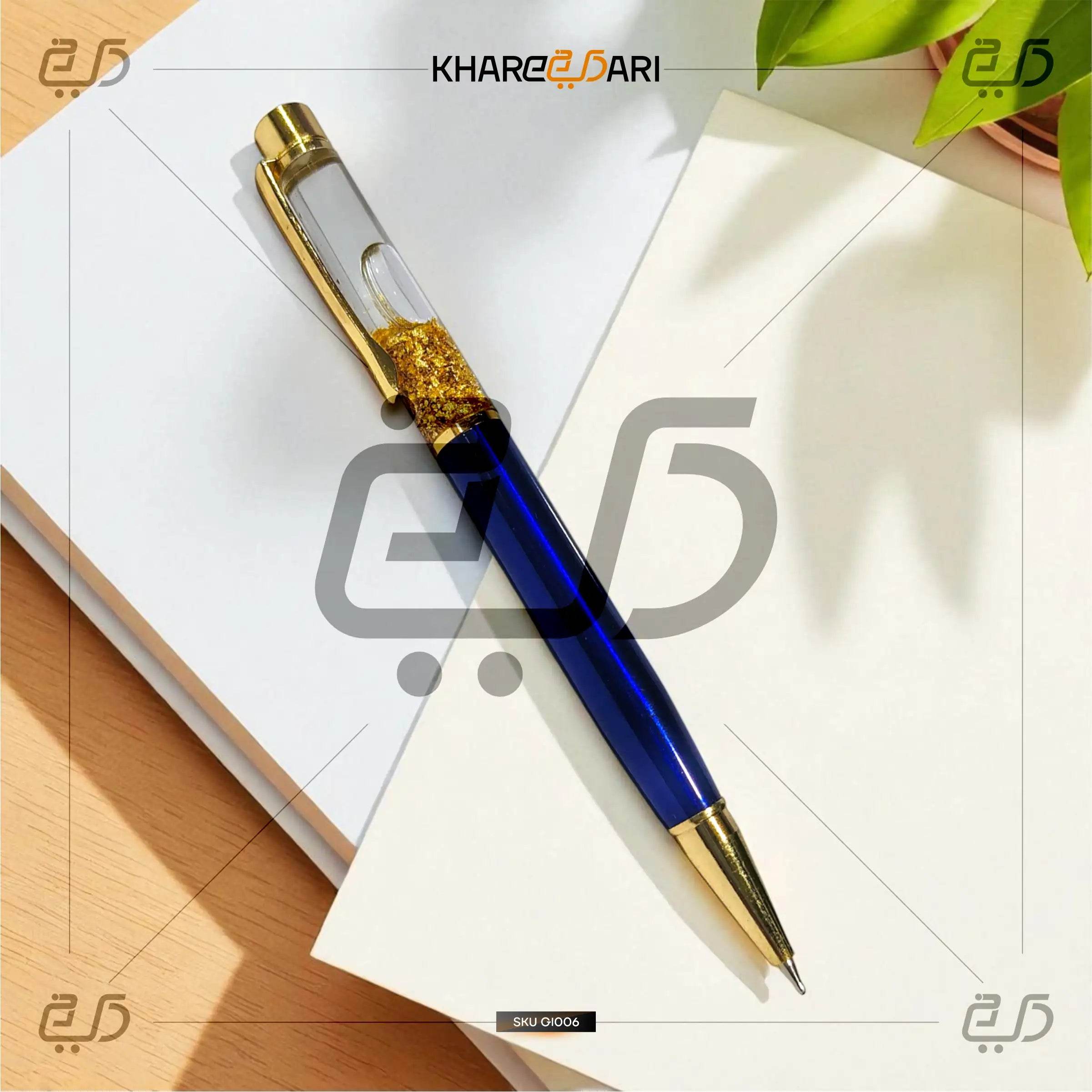 Royal Blue GoldFlake Pen | Elegant Personalised Gift - Khareedari 