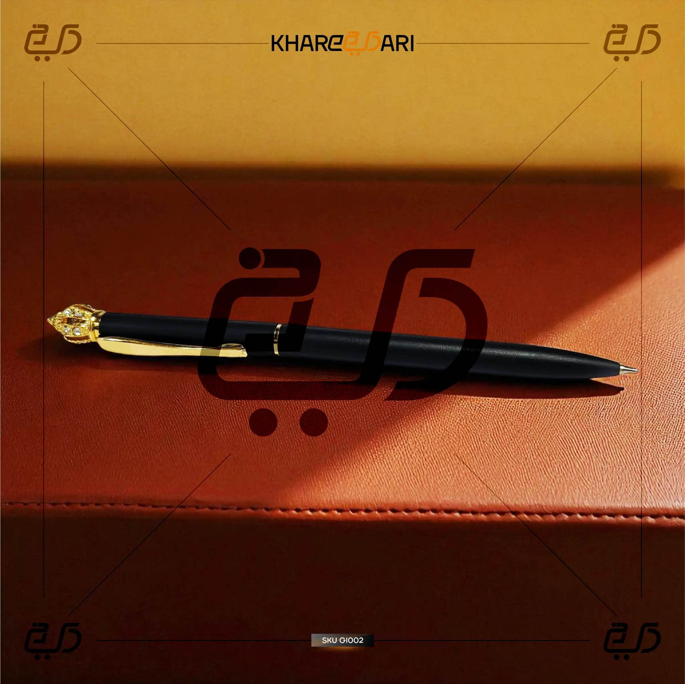 Crown Elite Pen – Black & Gold | Customised & Personalised Gift - Khareedari 