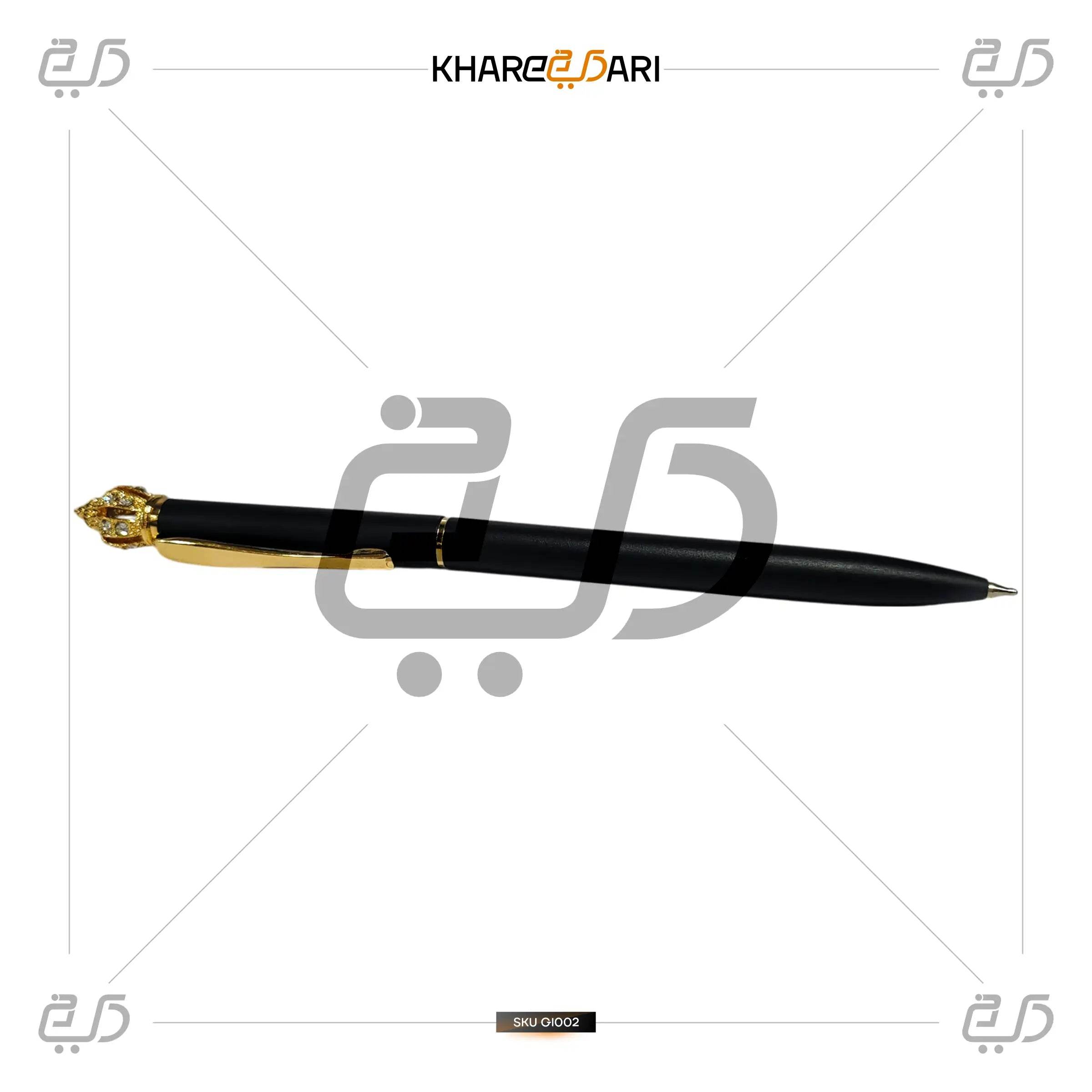 Crown Elite Pen – Black & Gold | Customised & Personalised Gift - Khareedari 