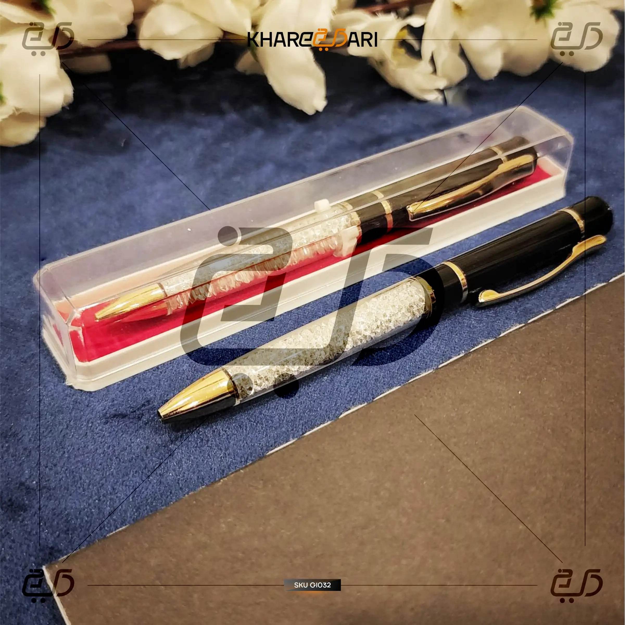 Elegant Crystal Ballpoint Pen | Single Pen Gift Box - Khareedari 