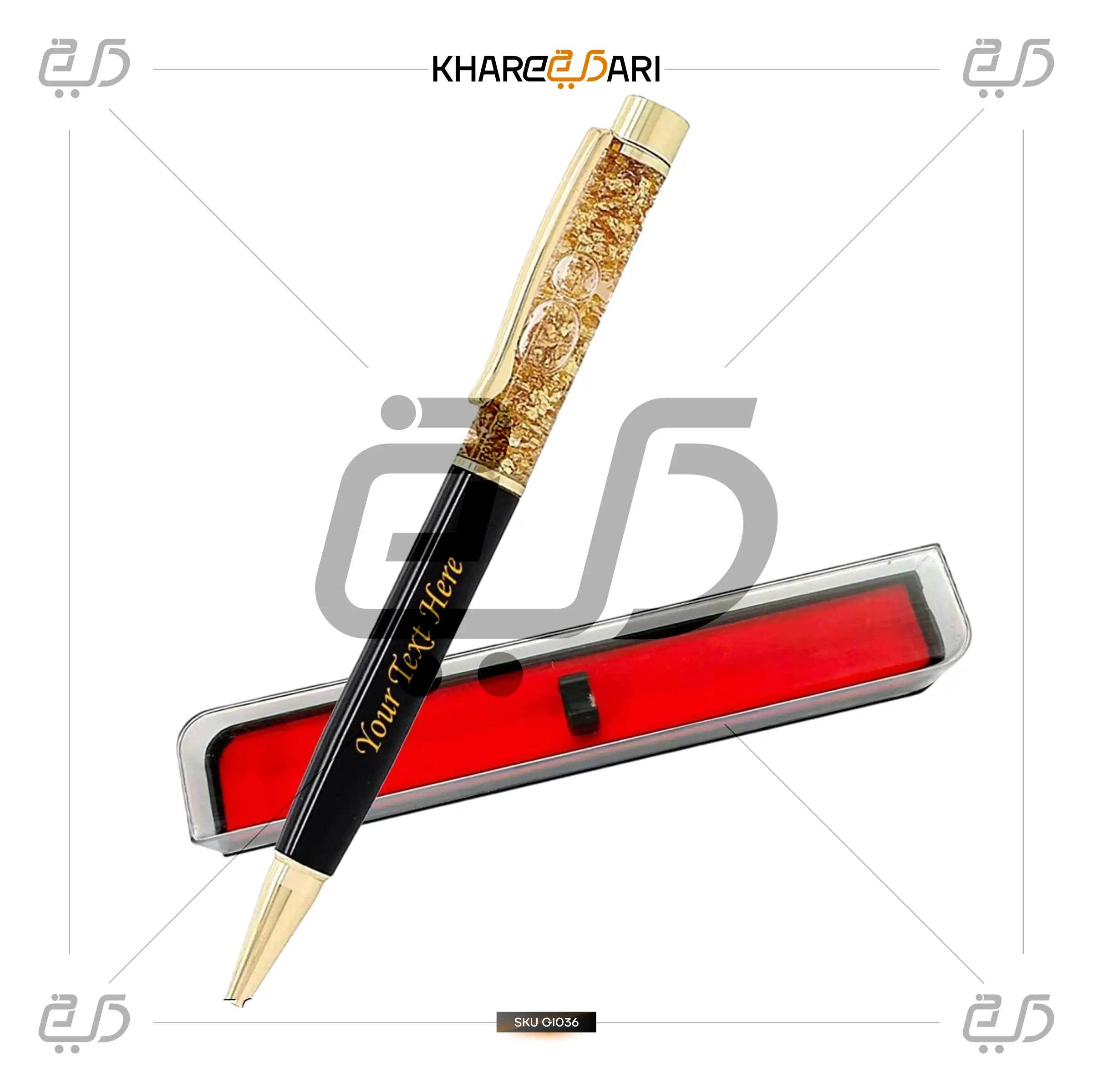 Royal Blue GoldFlake Pen | Elegant Personalised Gift - Khareedari 