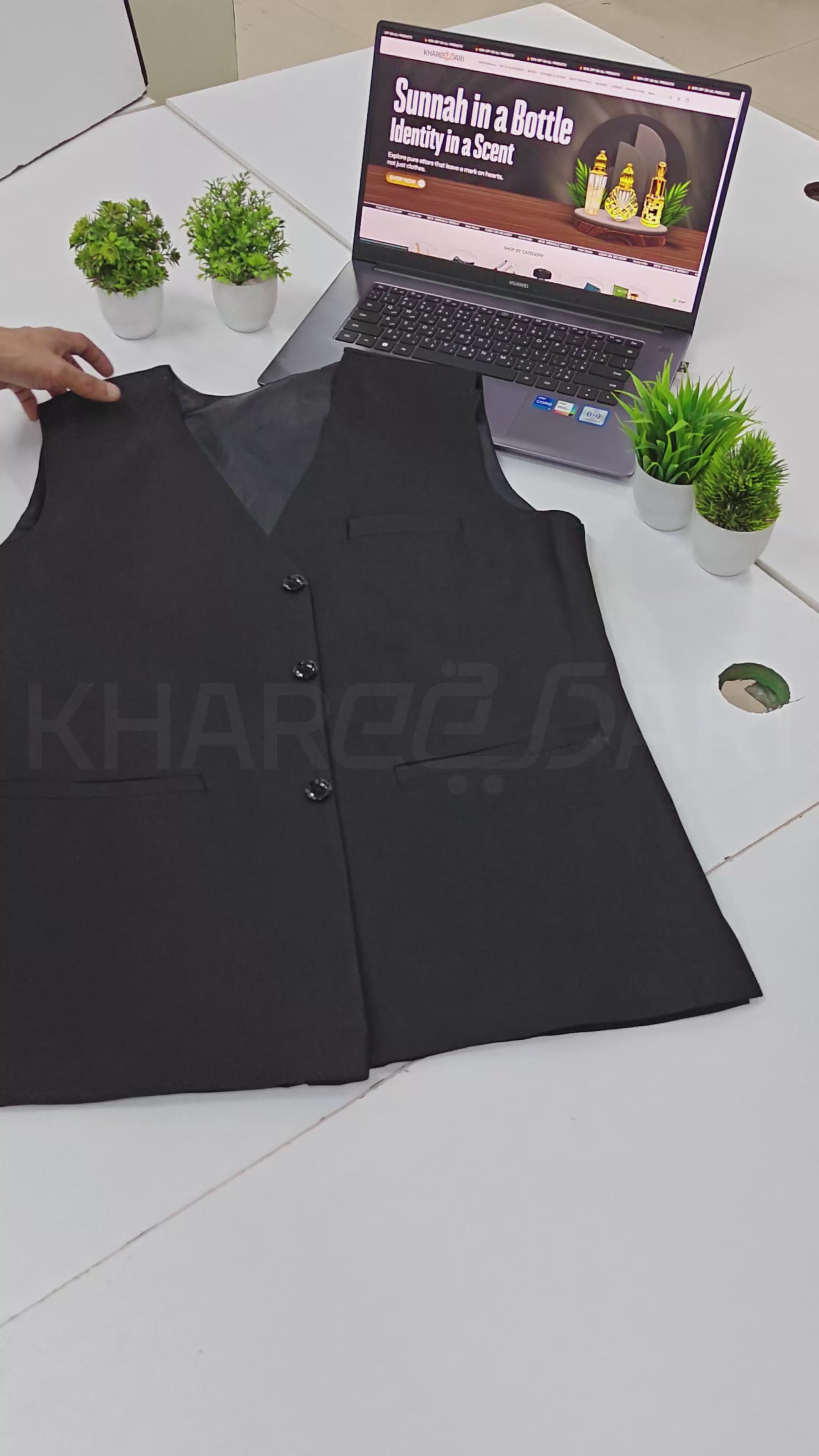 Men’s V-Neck Waistcoat – Classic Black Formal Vest