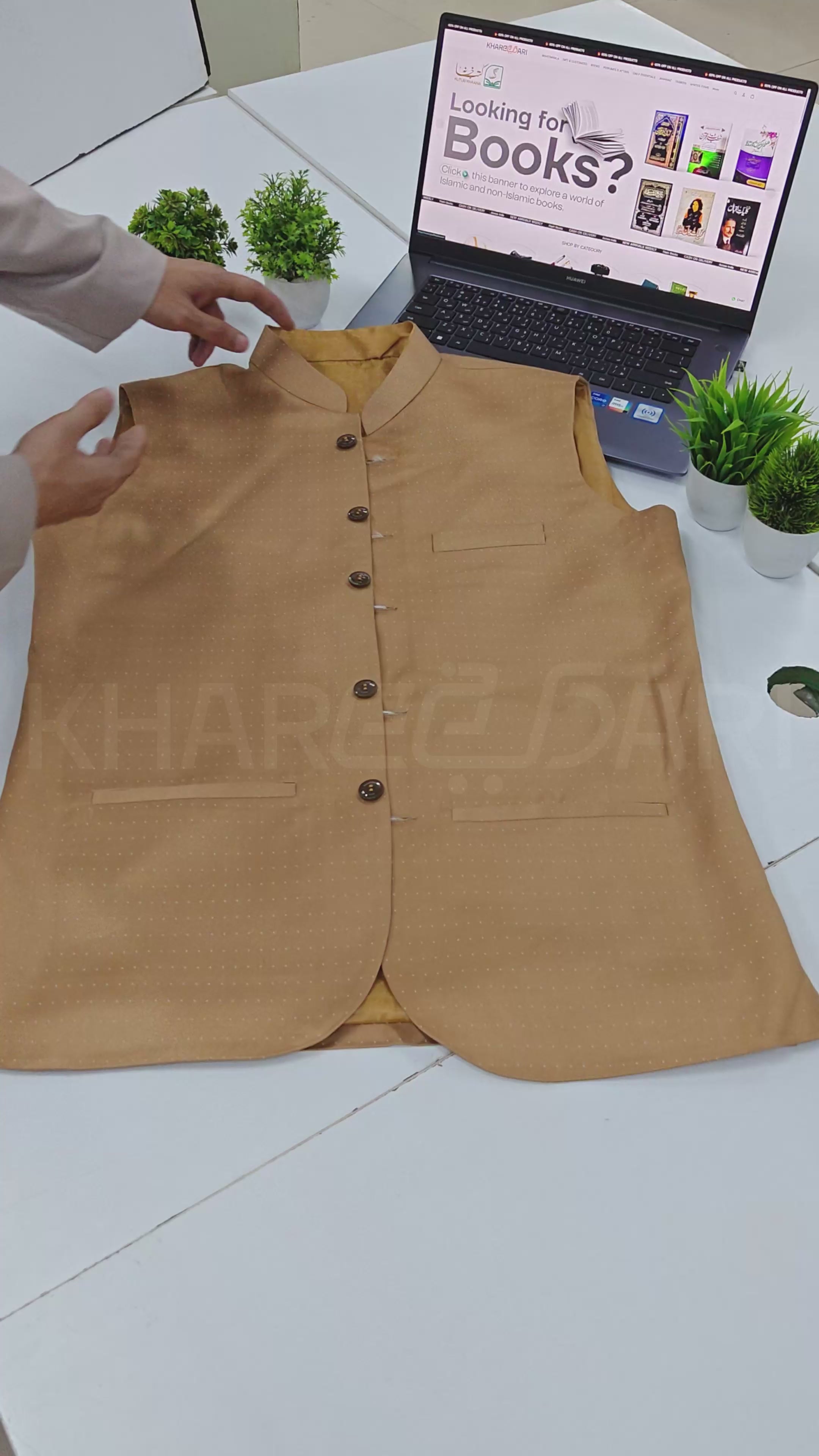 Golden Micro Dot Suiting Waistcoat (Sadri)
