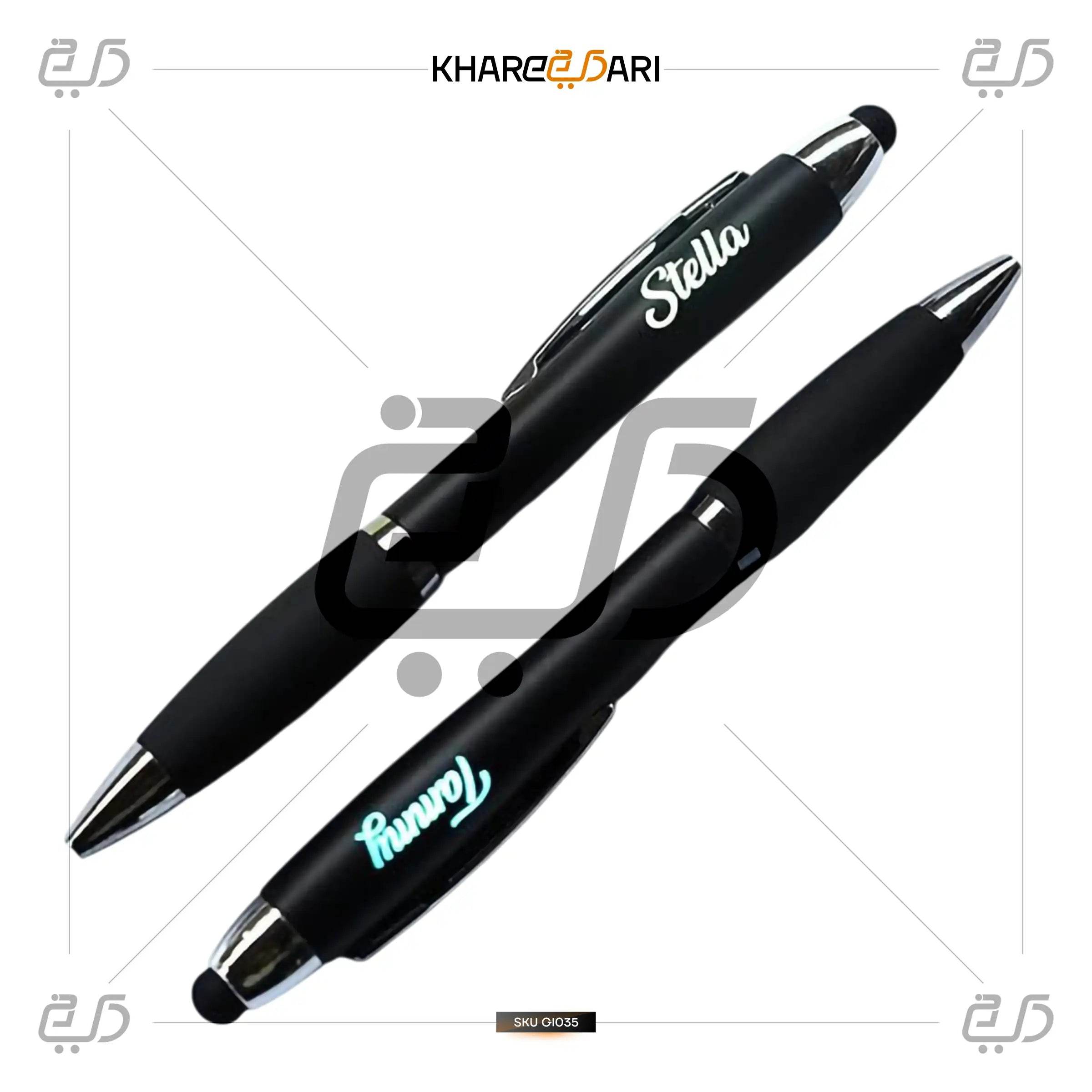 Personalised LED Light Pen with Stylus | Name Engraved - Khareedari 