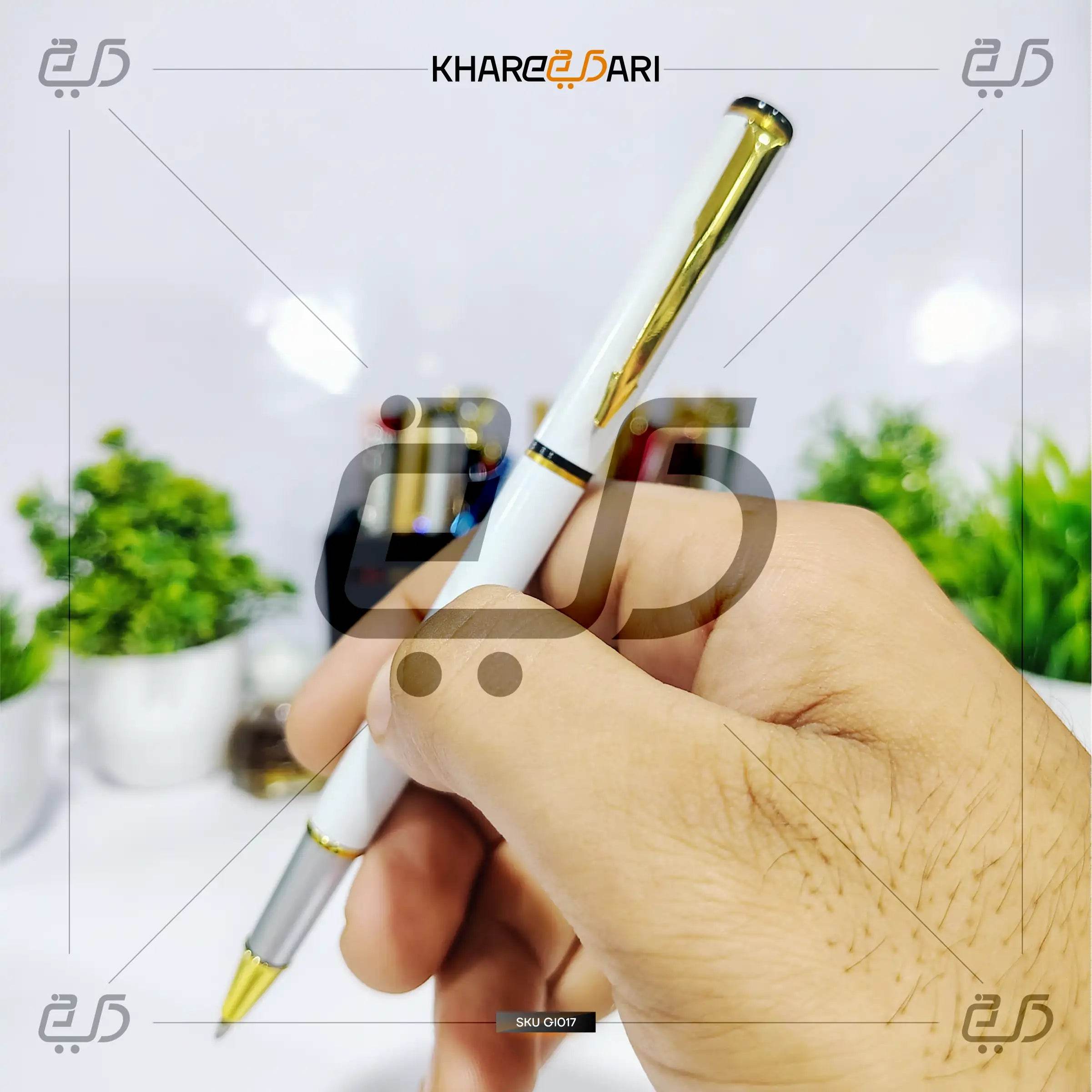 Safa Signature Pen – White & Gold | Customised & Personalised Gift - Khareedari 