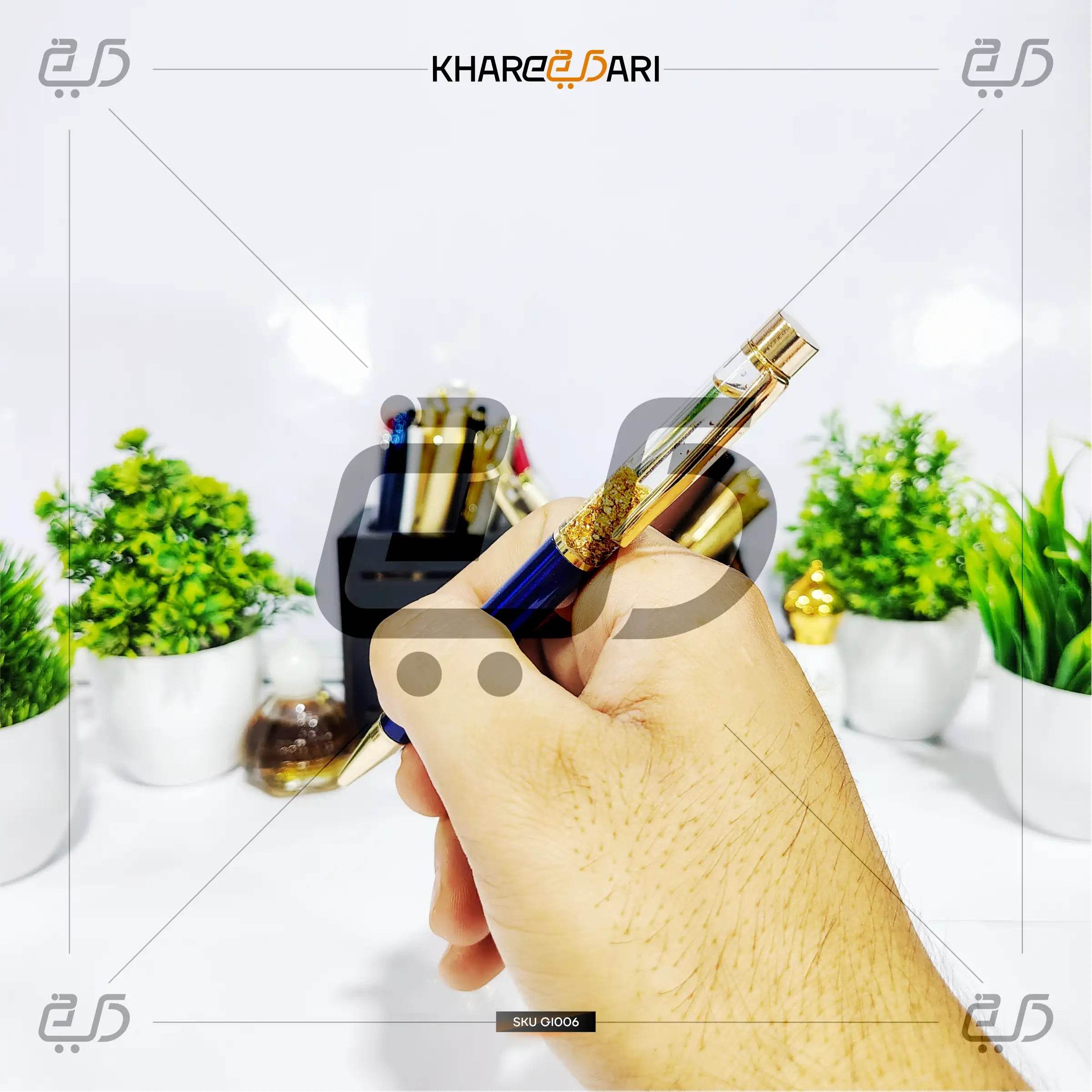 Royal Blue GoldFlake Pen | Elegant Personalised Gift - Khareedari 