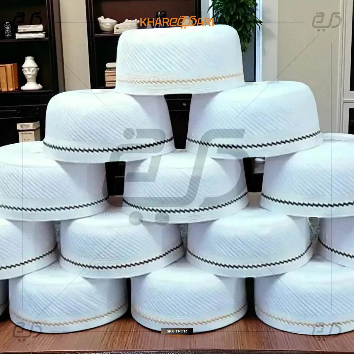 Anjum Fancy White Islamic Namaz Cap | Men’s Prayer Topi - Khareedari 